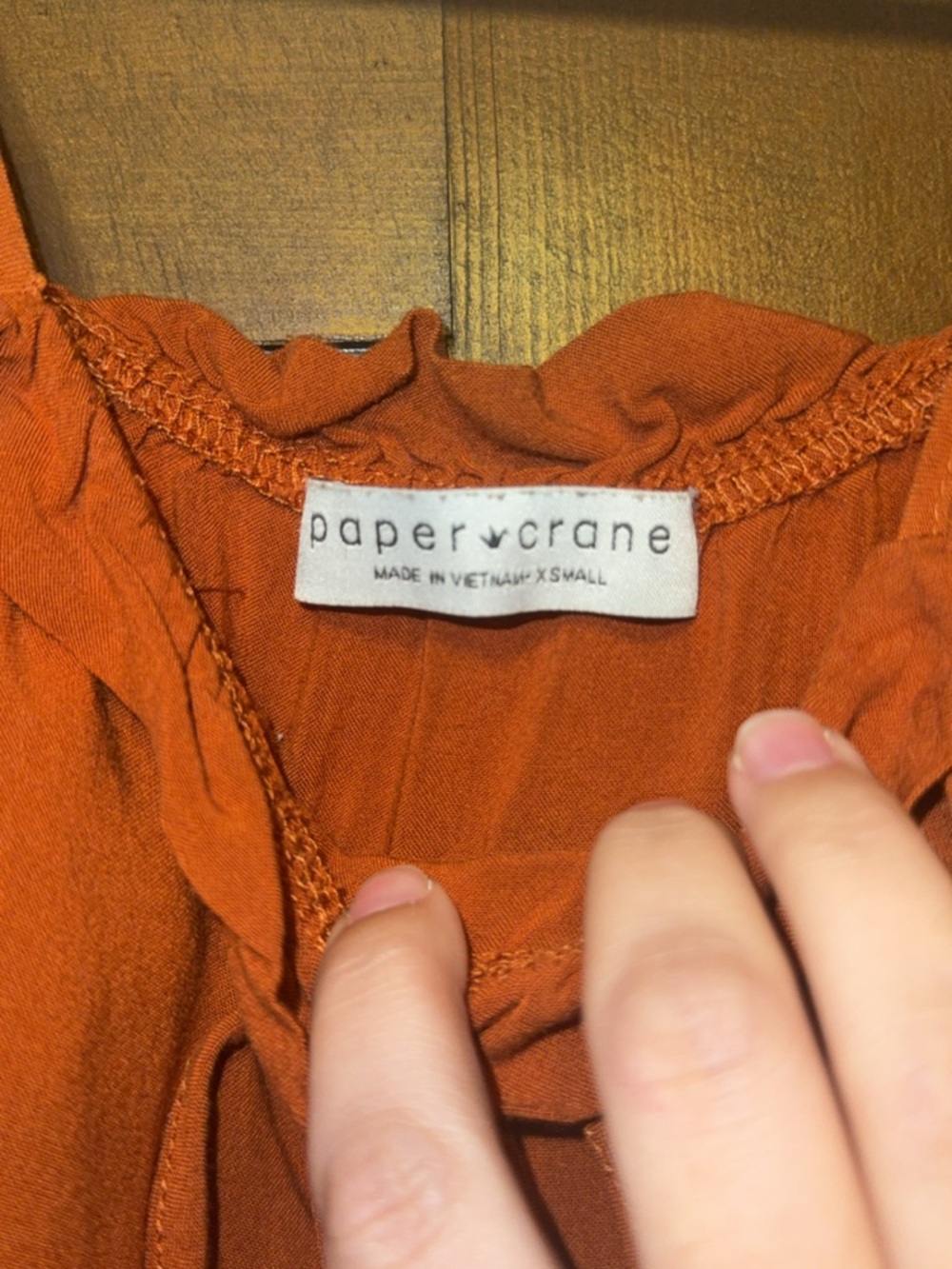 Paper Crane Rust Orange Ruffle Tank Top - Picture 2 of 4